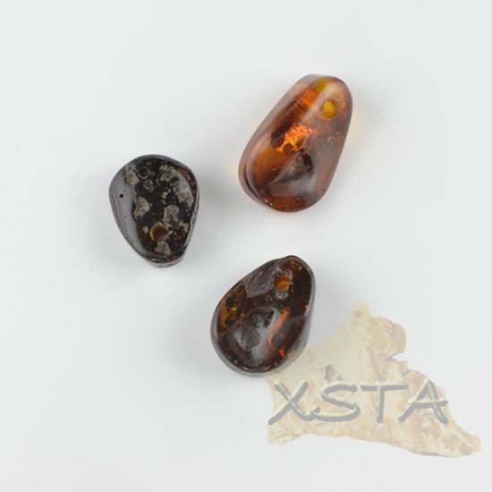 Brown Baltic amber medallions 3 units